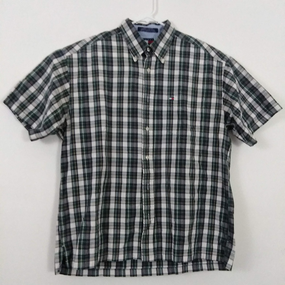 tommy hilfiger vintage mens shirt large short slee